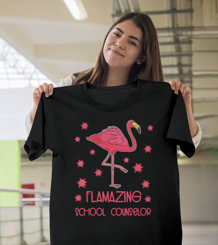 Flamazing School Counselor Pink Flamingo Appreciation T-Shirt