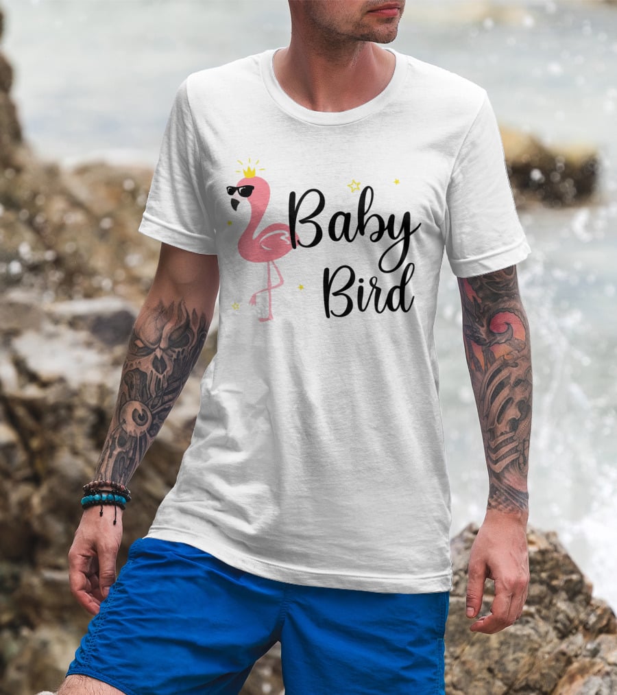 Baby Bird Flamingo Sunglasses Crown Stars T-Shirt