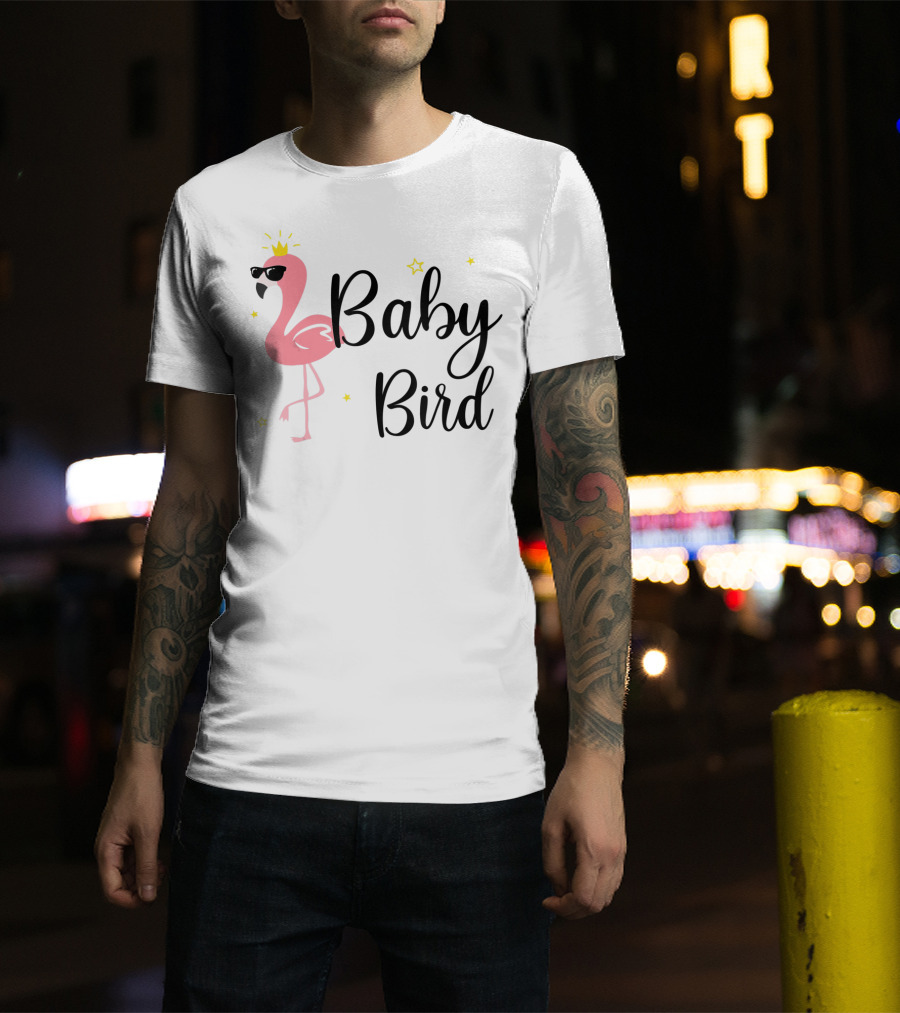 Baby Bird Flamingo Sunglasses Crown Stars T-Shirt