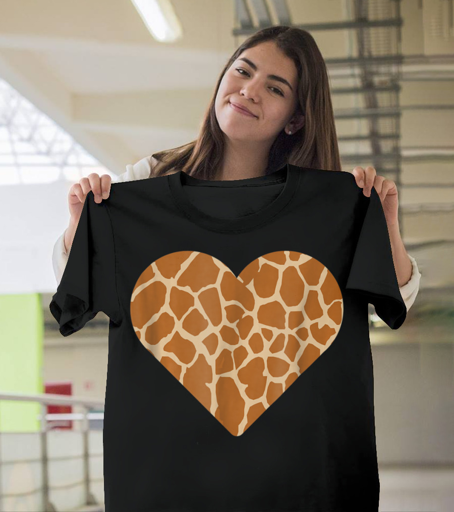 Giraffe Print Heart for Cute Giraffe Lover's Love T-Shirt