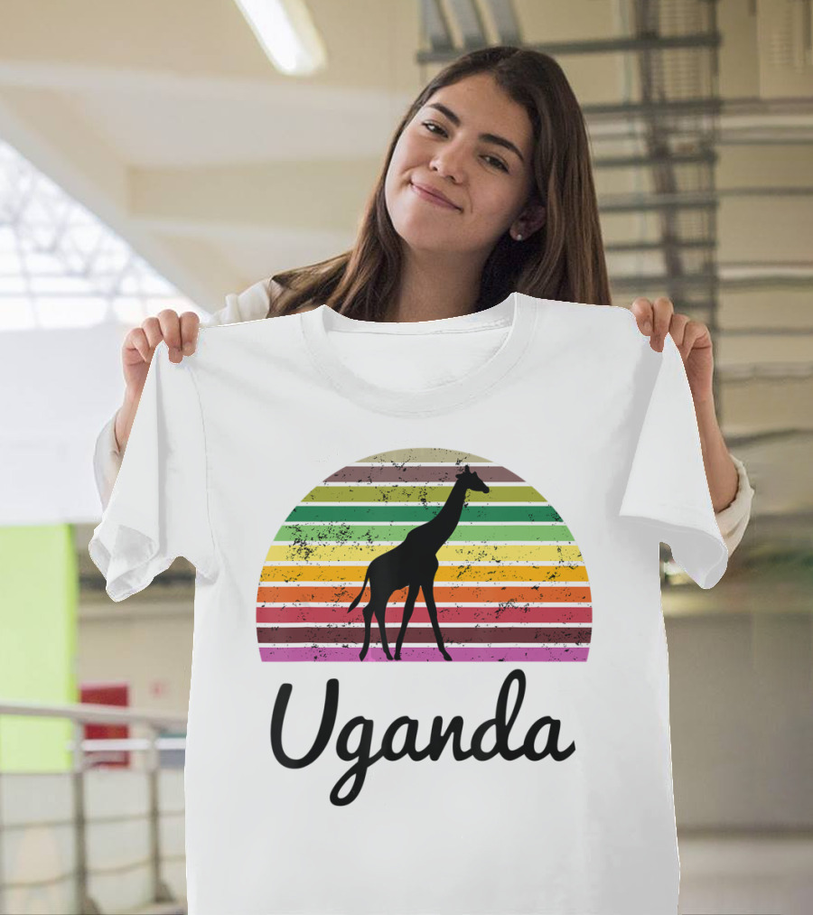 Uganda Giraffe Vintage Sunset Safari T-Shirt