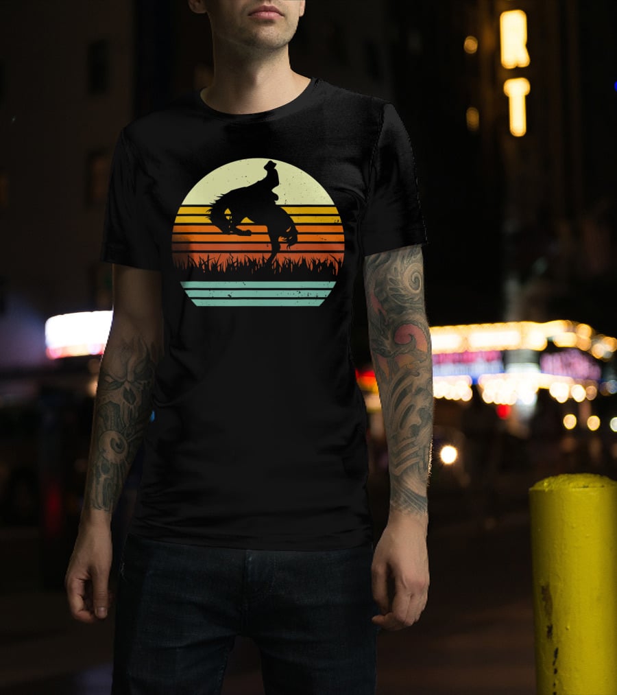 Bucking Bronco Horse Sunset T-Shirt