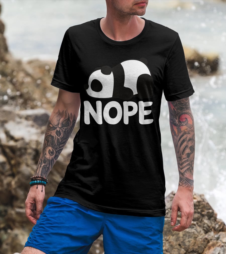 Nope Not Today Lazy Panda Womens Girls Animal T-Shirt