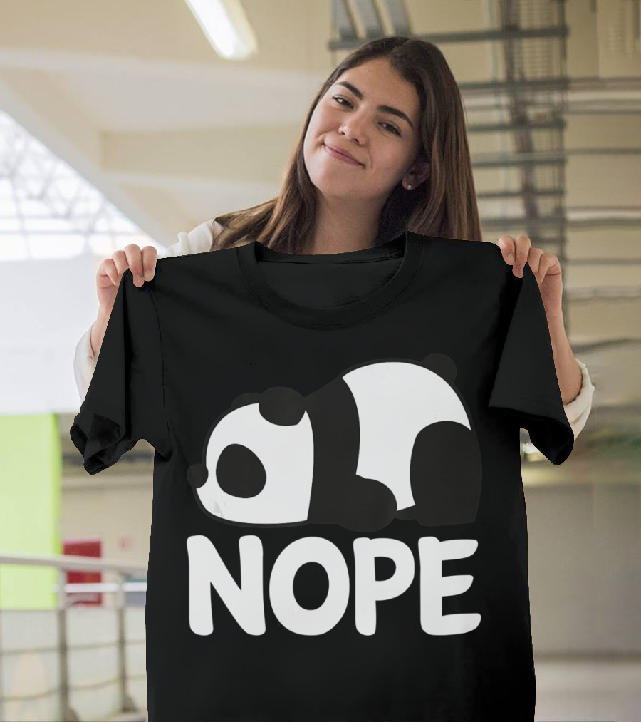 Nope Not Today Lazy Panda Womens Girls Animal T-Shirt
