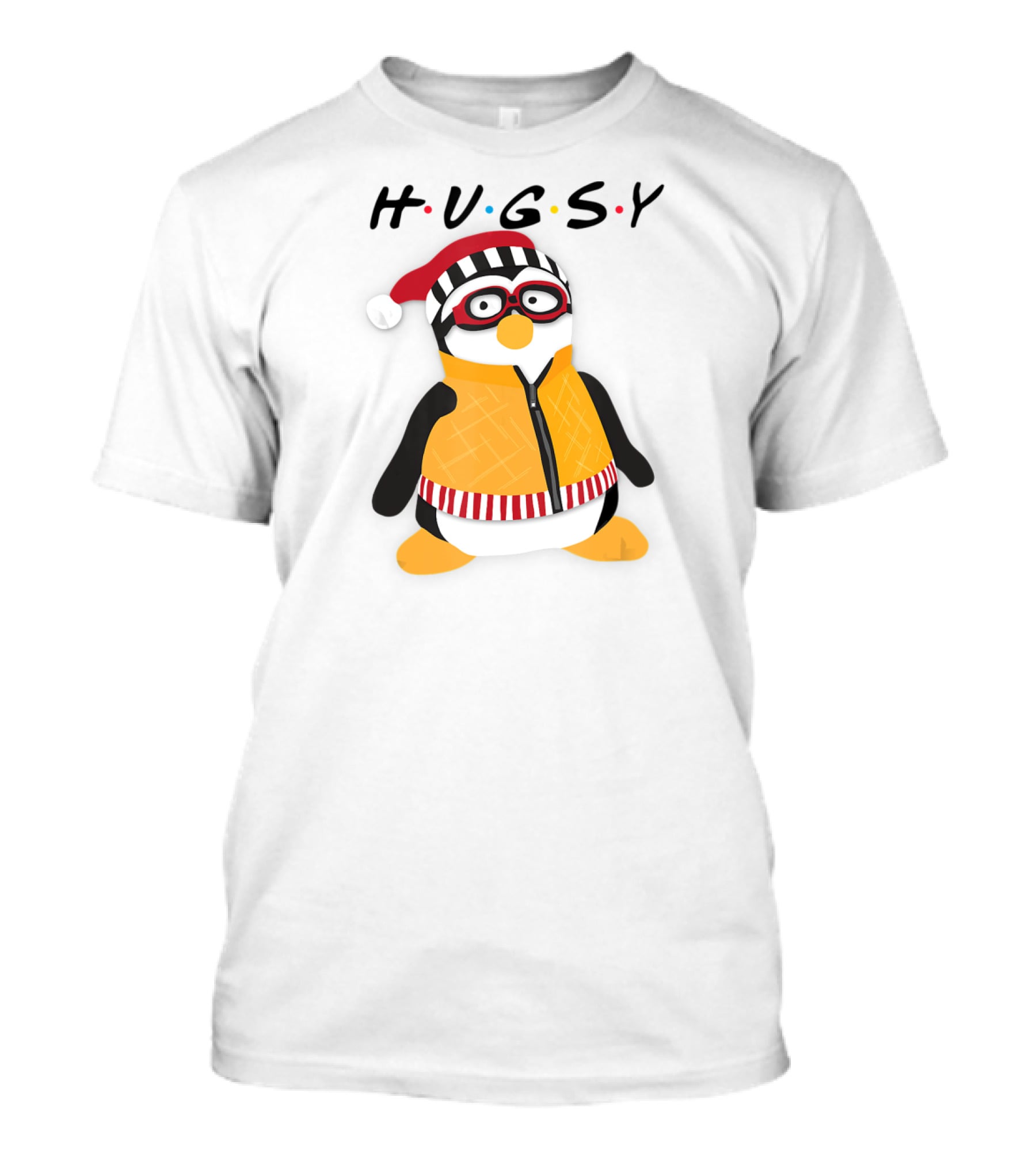 Hugsy Penguin With Santa Hat And Glasses T-Shirt