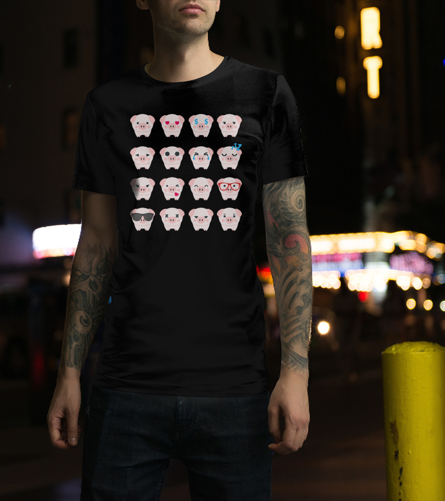 Pig Emoji Expressions Pig Lover T-Shirt