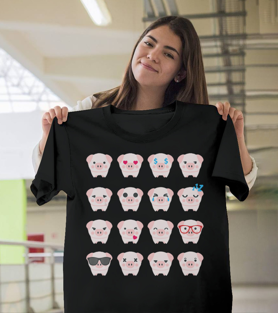 Pig Emoji Expressions Pig Lover T-Shirt