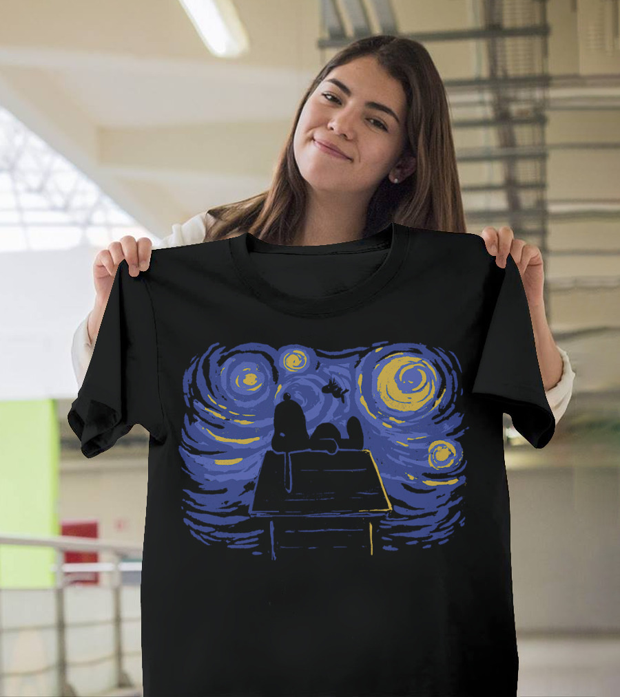Van Gogh Starry Night Snoopy Peanuts Iconic T-Shirt