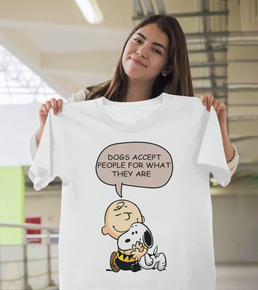 Snoopy Peanuts Dogs Accept People For What They Are Hugging Scene T-Shirt