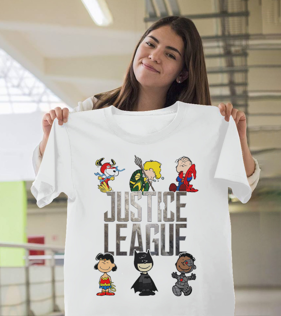 Justice League Peanuts Characters Featuring Snoopy Linus and Friends T-Shirt