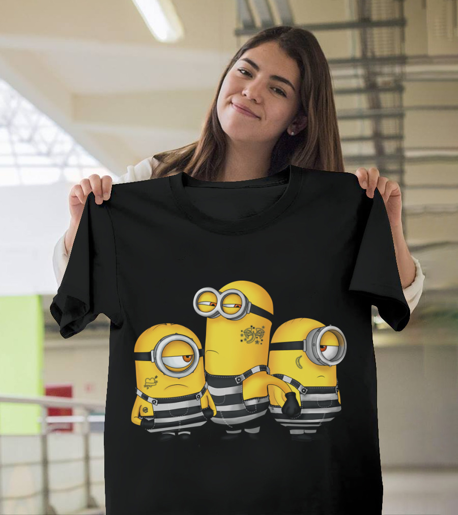 Guilty Wanted Minions Despicable Me Prison Stripes Crime Scene T-Shirt