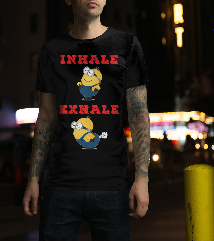 Minions Inhale Exhale Yoga Humor Despicable Me T-Shirt