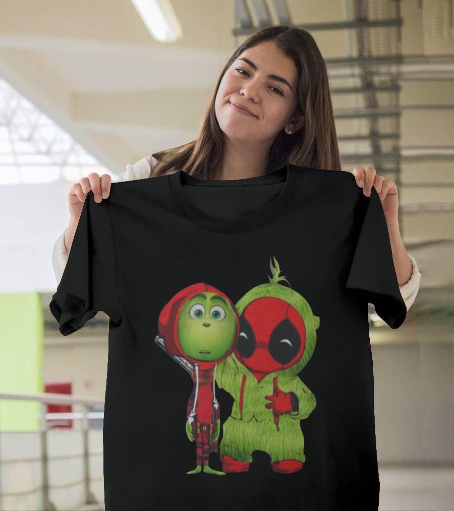 Baby Deadpool And Grinch Mashup Playful Duo T-Shirt