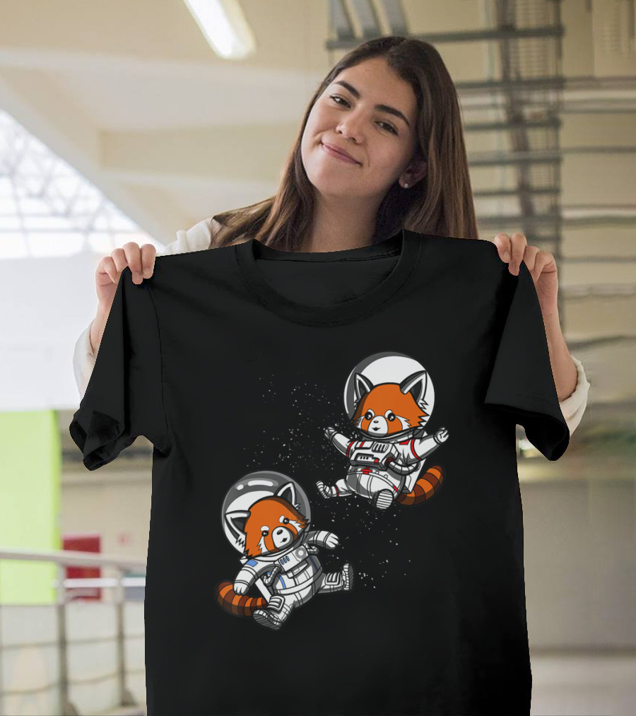 Red Panda Space Astronauts Cosmic Adventure T-Shirt