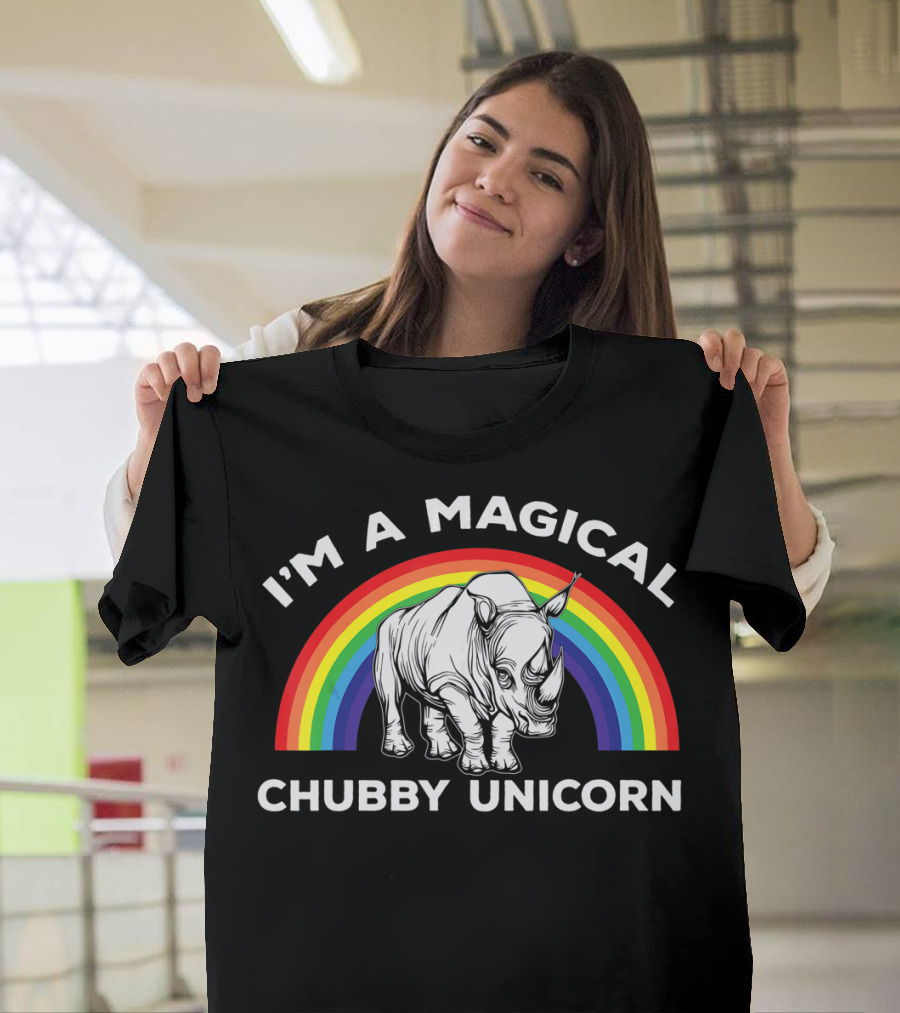 Magical Chubby Unicorn Rainbow Rhino T-Shirt