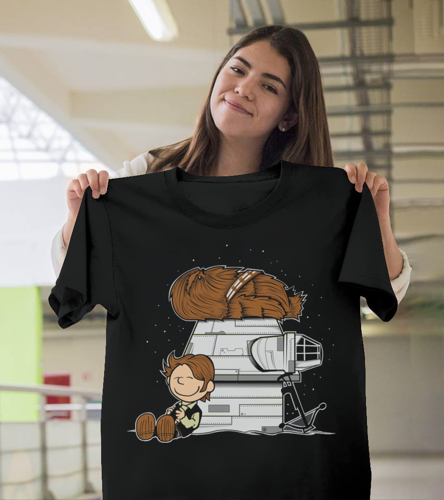Peanuts Chewbacca Star Wars Snoopy Millennium Falcon T-Shirt