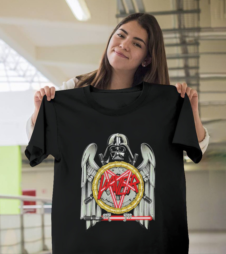 Darth Vader Slayer Dark Side Star Wars Logo Crossed Lightsabers T-Shirt