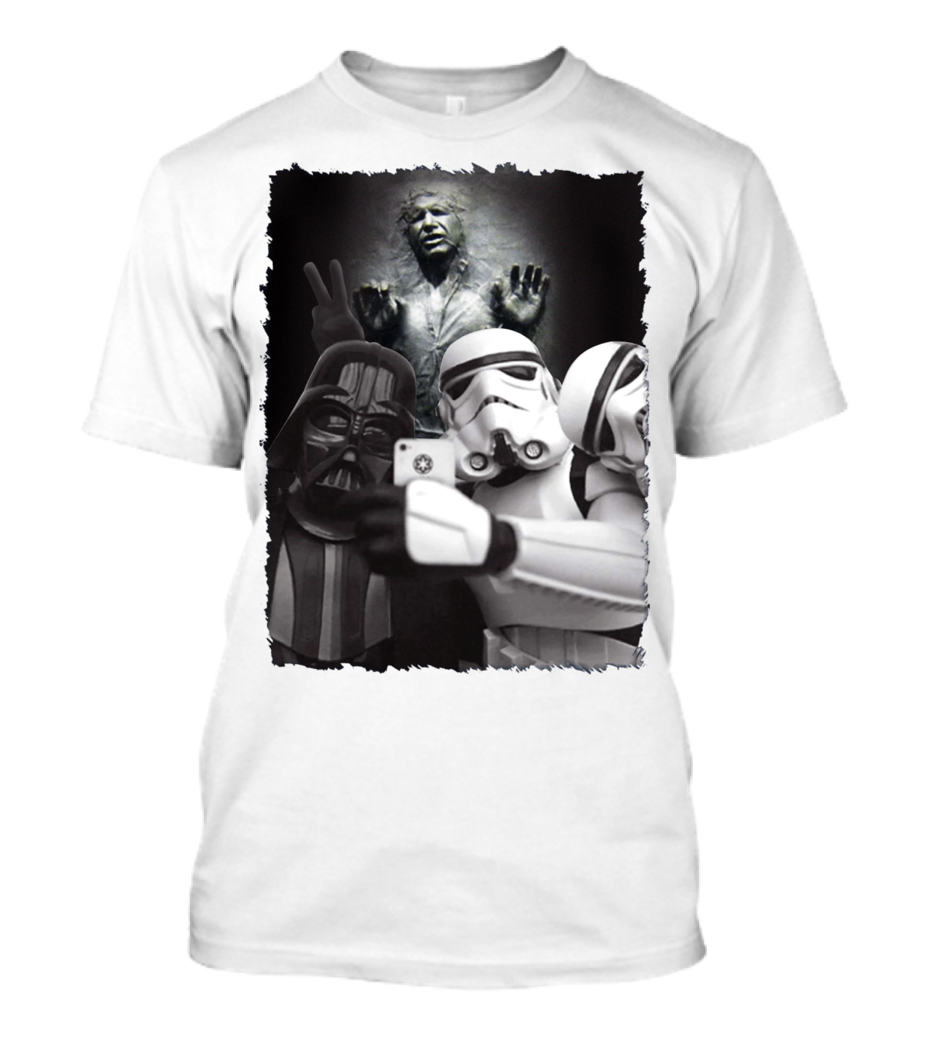 Selfie Together Darth Vader Stormtroopers Han Solo Frozen Star Wars T-Shirt