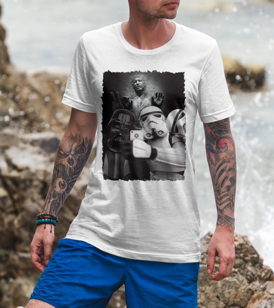 Selfie Together Darth Vader Stormtroopers Han Solo Frozen Star Wars T-Shirt