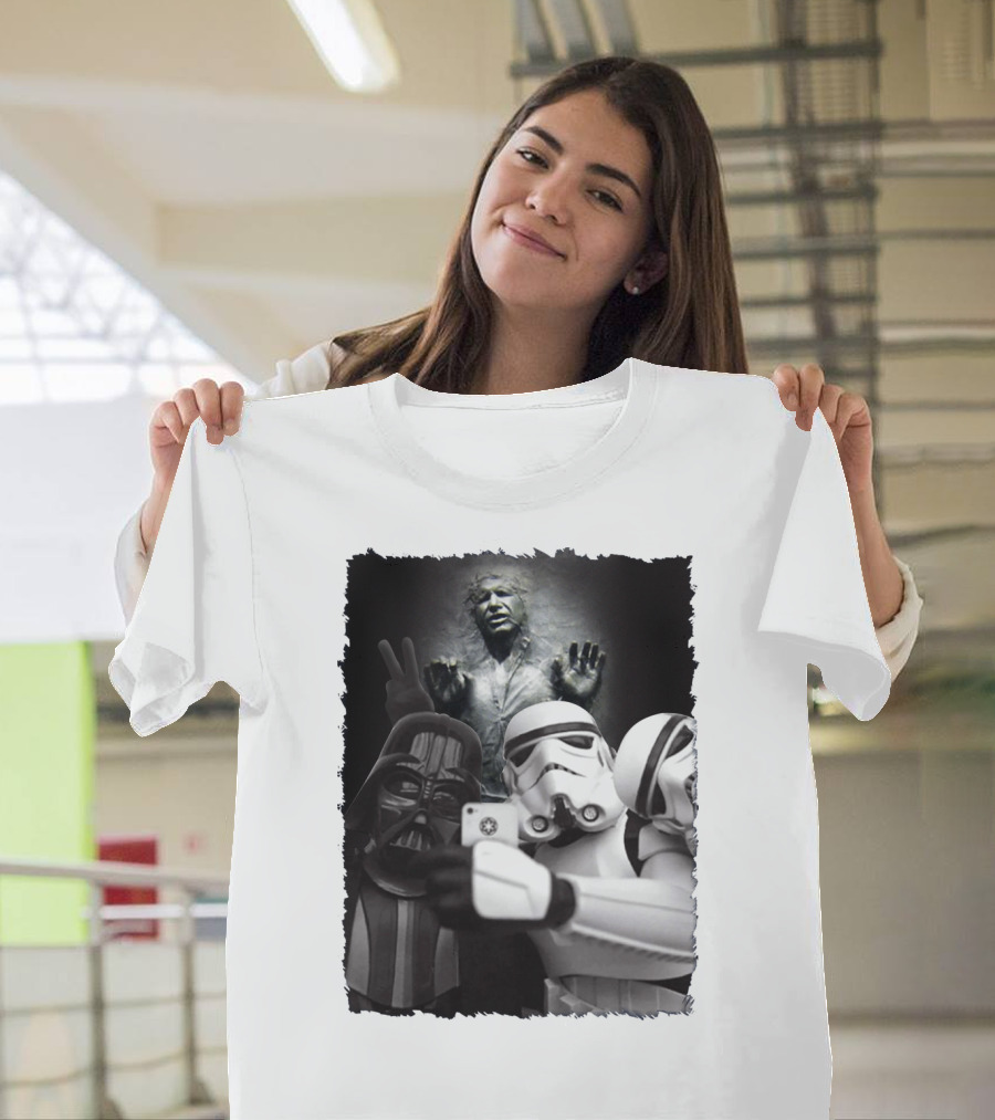 Selfie Together Darth Vader Stormtroopers Han Solo Frozen Star Wars T-Shirt