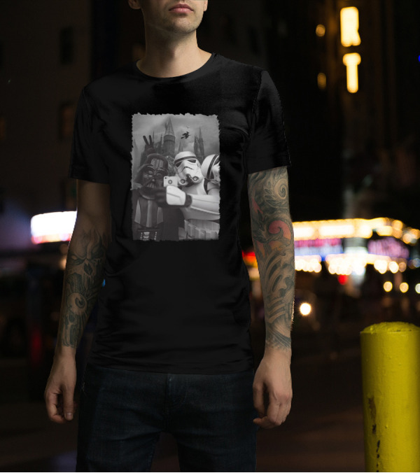 Hogwarts Selfie With Darth Vader And Stormtroopers Star Wars Crossover T-Shirt