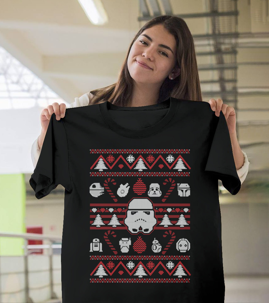 Star Wars Stormtrooper Christmas Night Darth Vader Knit T-Shirt