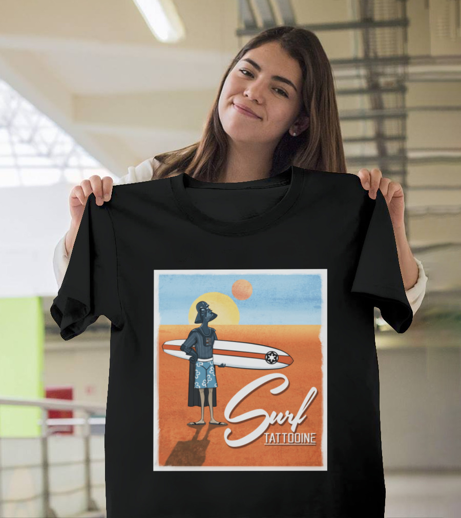 Surf Tatooine Darth Vader Star Wars Surfing Scene T-Shirt