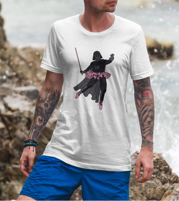 Star Wars Ballet Dancing Darth Vader Tutu Pink Lightsaber T-Shirt