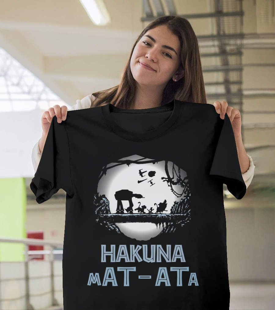 Hakuna Mat Ata Droids Star Wars AT-AT Silhouette Moon Disney Crossover T-Shirt