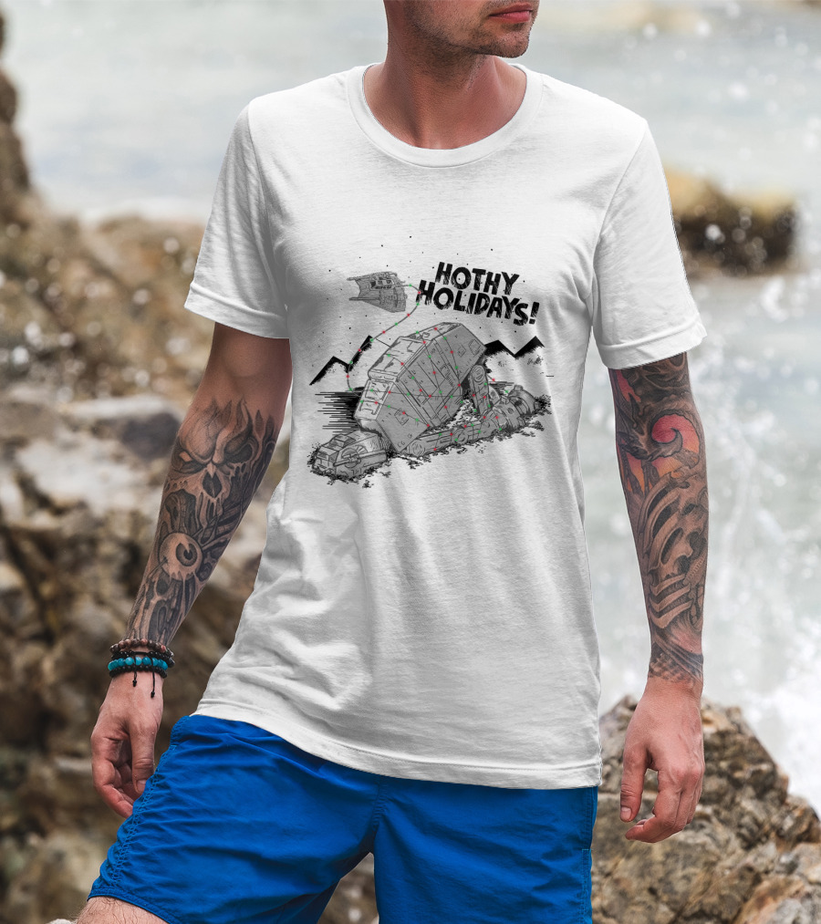 Hothy Holidays Star Wars AT-AT With Christmas Lights T-Shirt