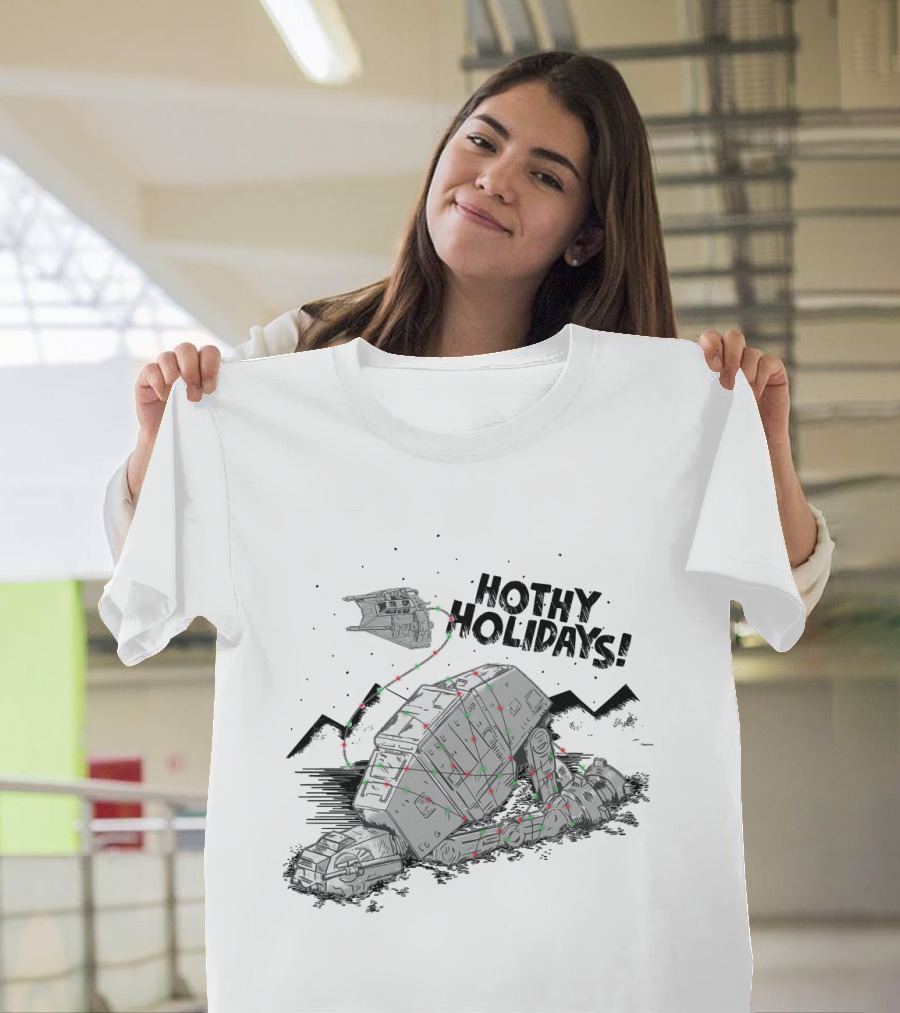 Hothy Holidays Star Wars AT-AT With Christmas Lights T-Shirt