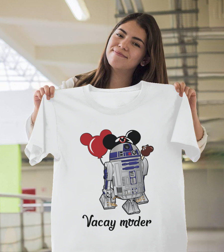 Vacay Mode R2 D2 Droids Star Wars Mickey Balloon Ice Cream T-Shirt