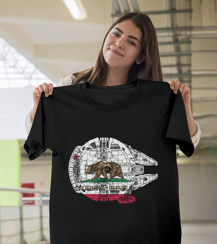California Republic Bear And The Millennium Falcon Overlap T-Shirt