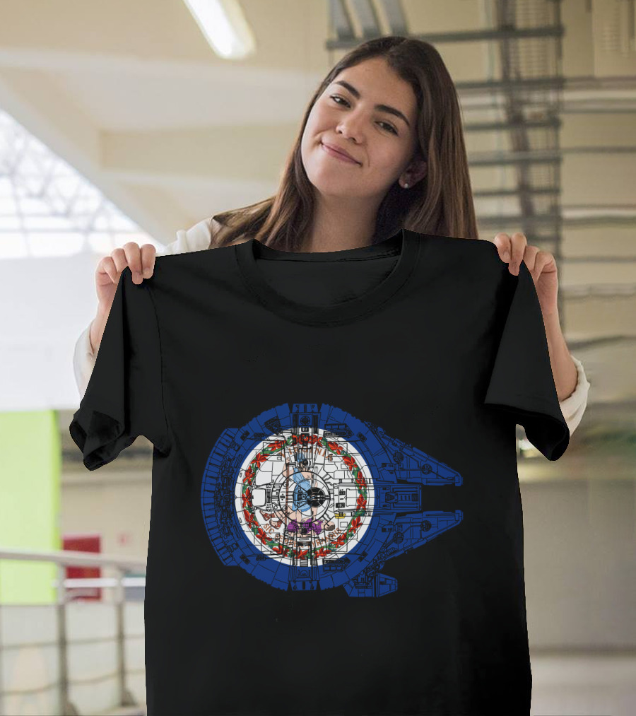 Virginia State Flag Emblem Inside Millennium Falcon T-Shirt