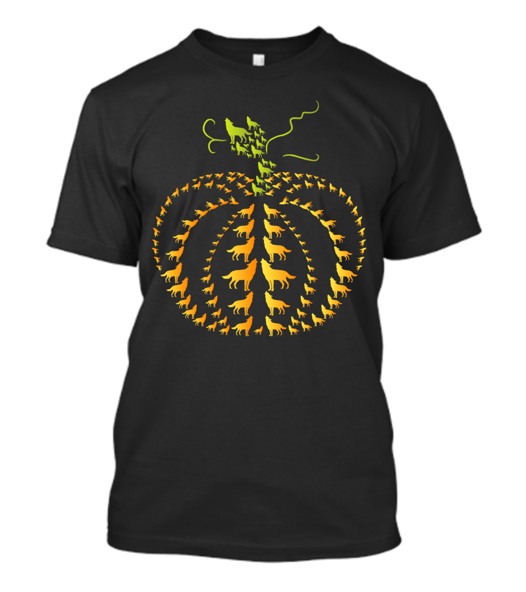 Pumpkin Wolf Howling Wolves Pattern Mens Womens For Wolf Lovers T-Shirt