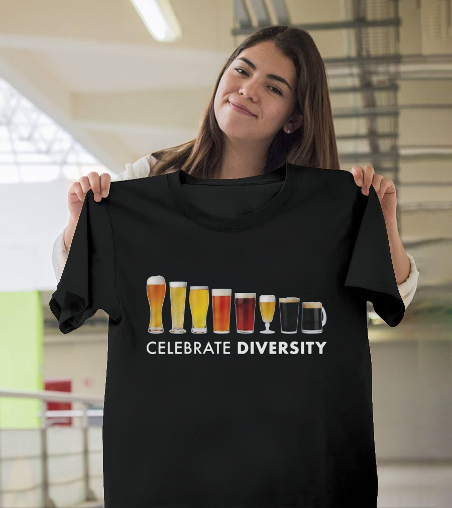 Celebrate Diversity Beer Glasses Variety for Beer Lovers T-Shirt
