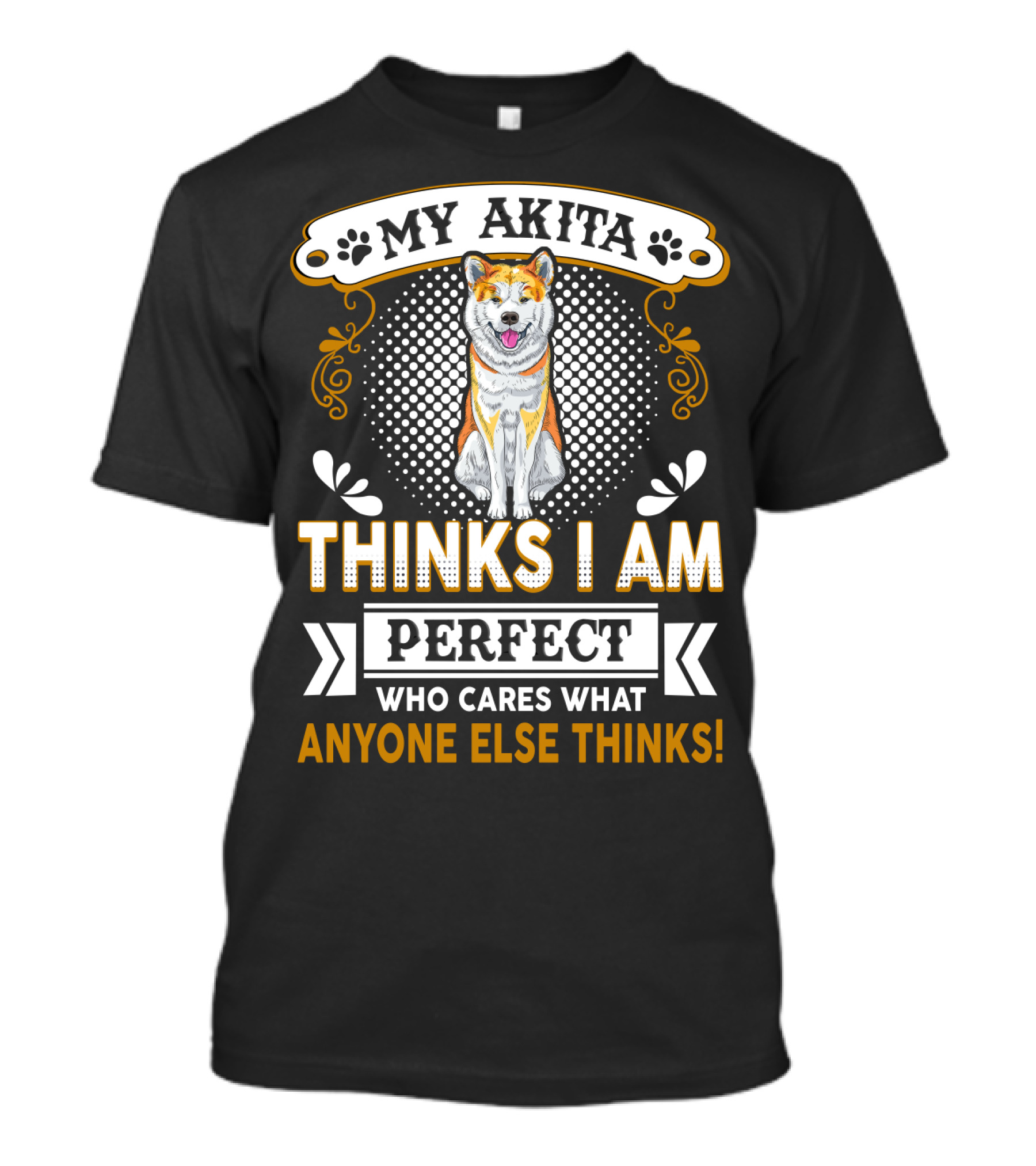 My Akita Thinks I Am Perfect Who Cares What Anyone Else Thinks T-Shirt