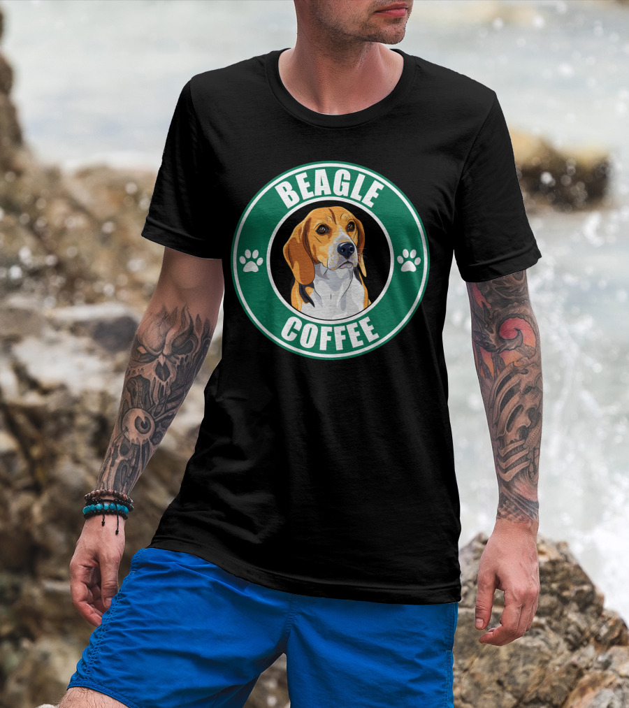 Beagle Coffee Paws Green Circle Beagle T-Shirt