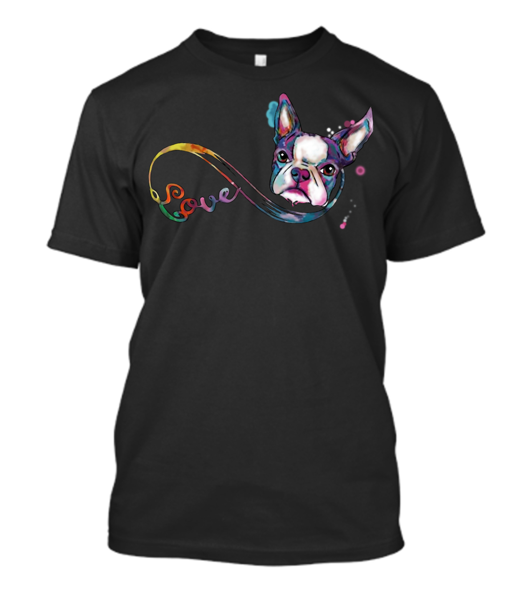 Love Boston Terrier Rainbow T-Shirt