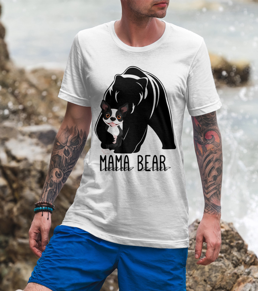 Mama Bear With Cute Dog Companion T-Shirt