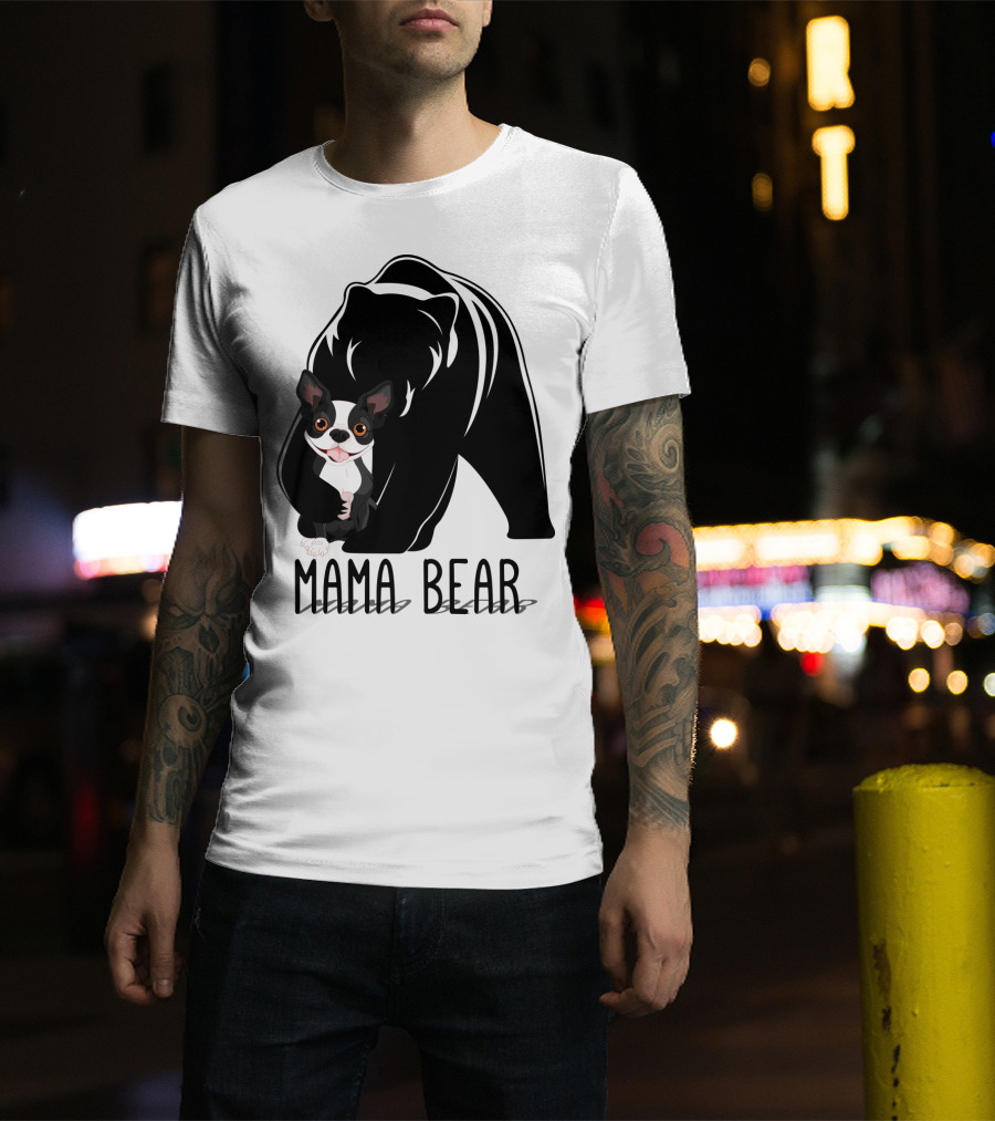 Mama Bear With Cute Dog Companion T-Shirt