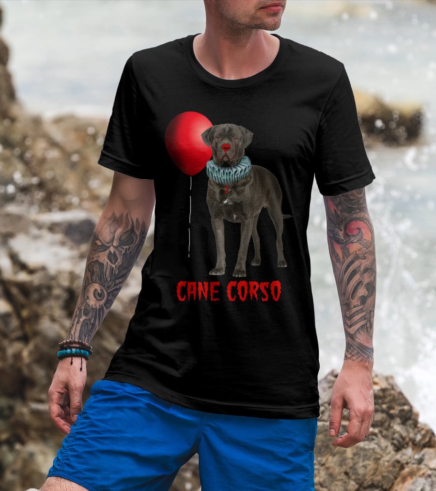 Cane Corso Horror Red Balloon Clown Costume T-Shirt