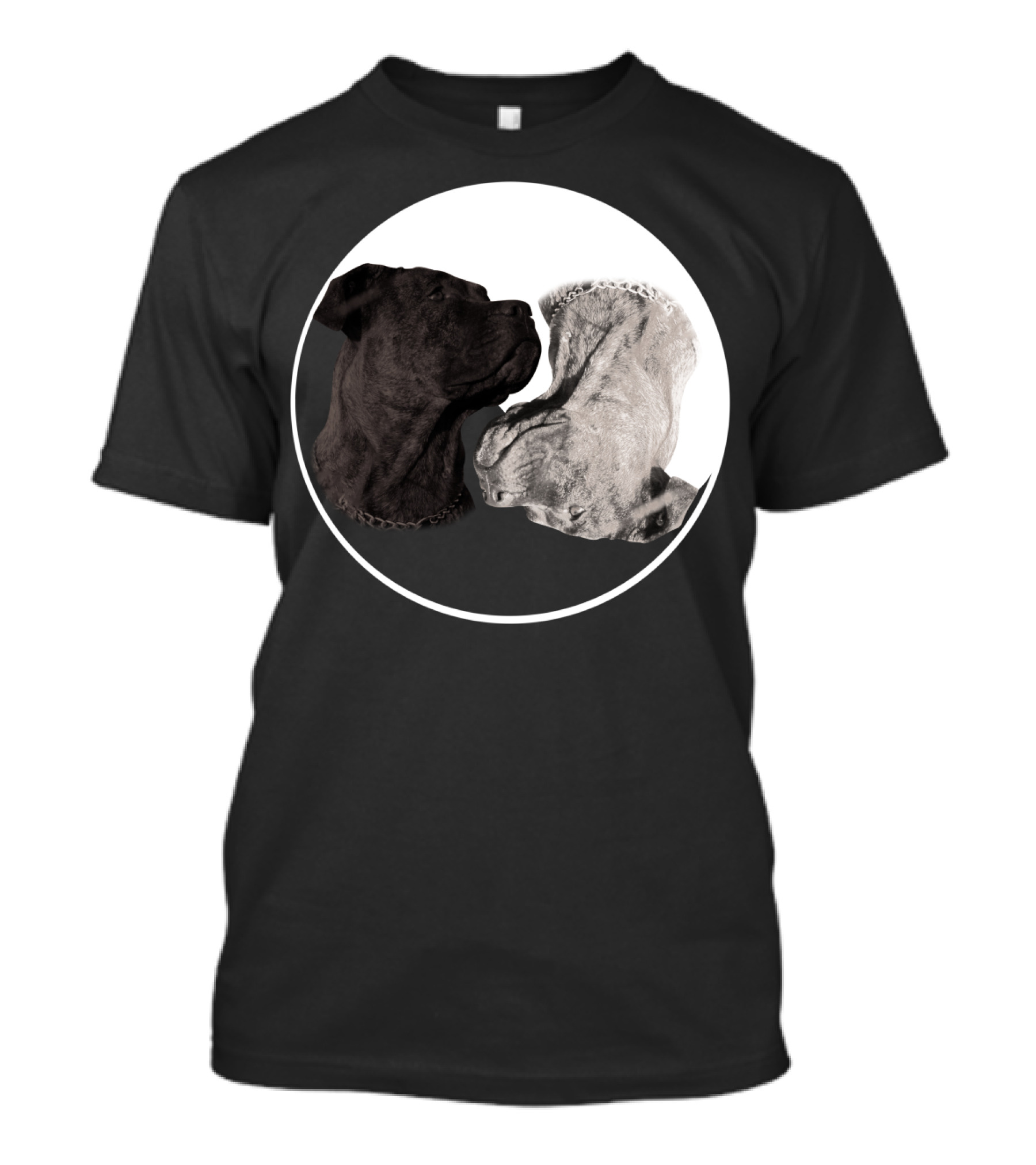 Cane Corso Yin Yang Circle With Black And White Dog Heads T-Shirt