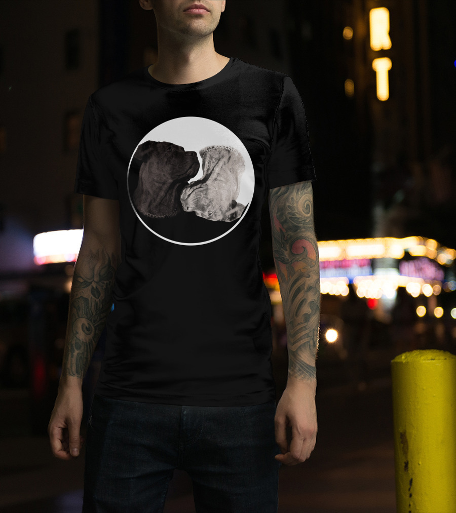 Cane Corso Yin Yang Circle With Black And White Dog Heads T-Shirt