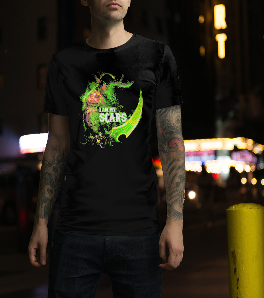 Ilidan I Am My Scars Warcraft Fantasy Character T-Shirt