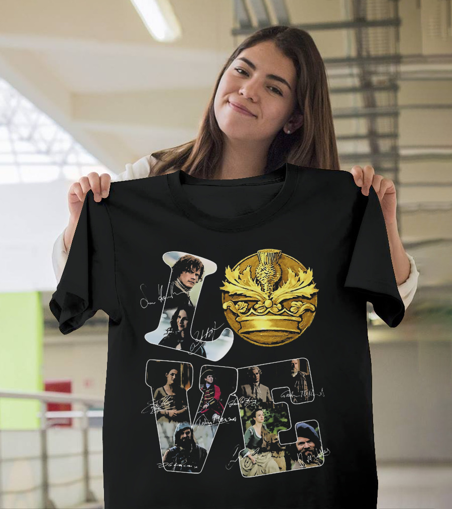 Love Outlander Crown Signature Cast Autographs T-Shirt