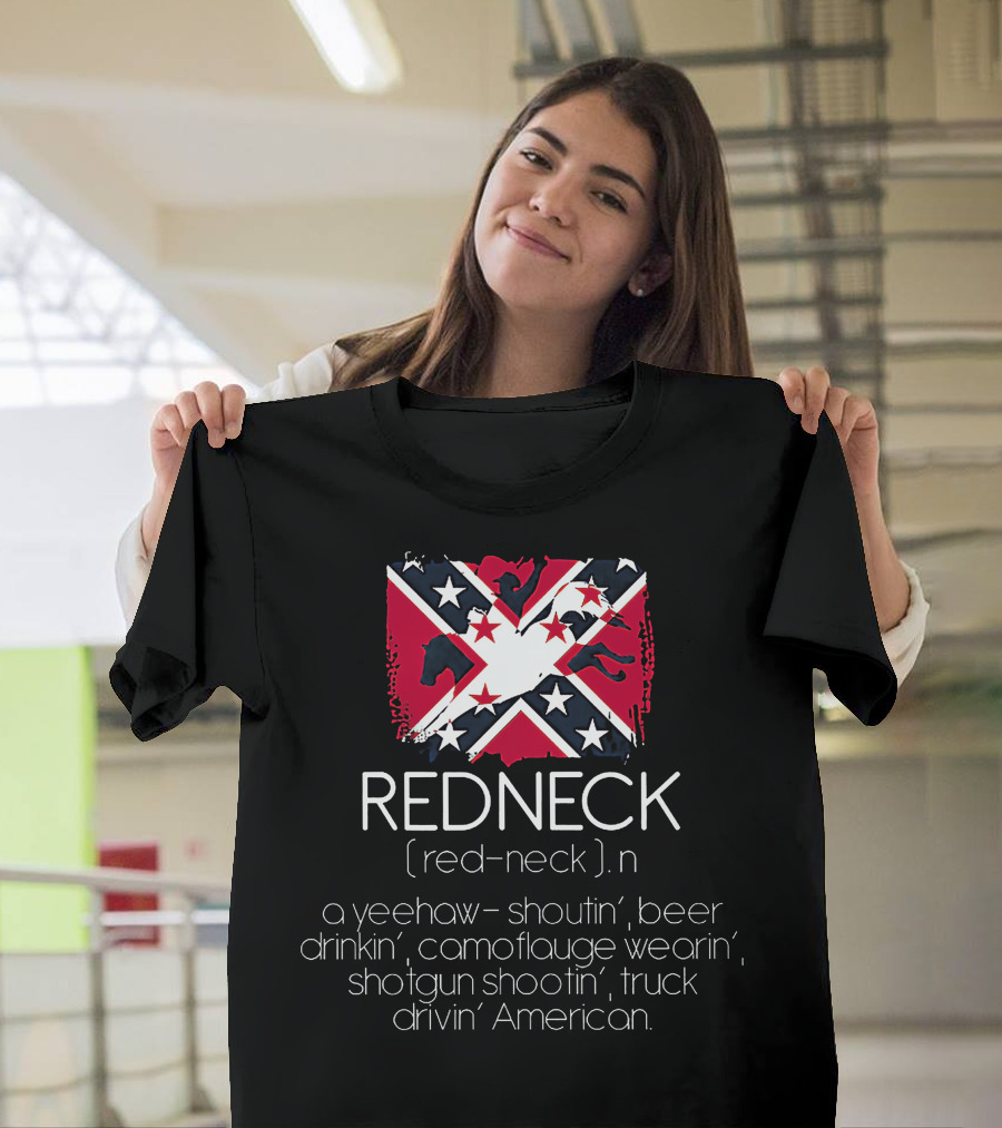 Redneck Yeehaw Shoutin' Beer Drinkin' Camouflage Wearin' Shotgun Shootin' Truck Drivin' American T-Shirt