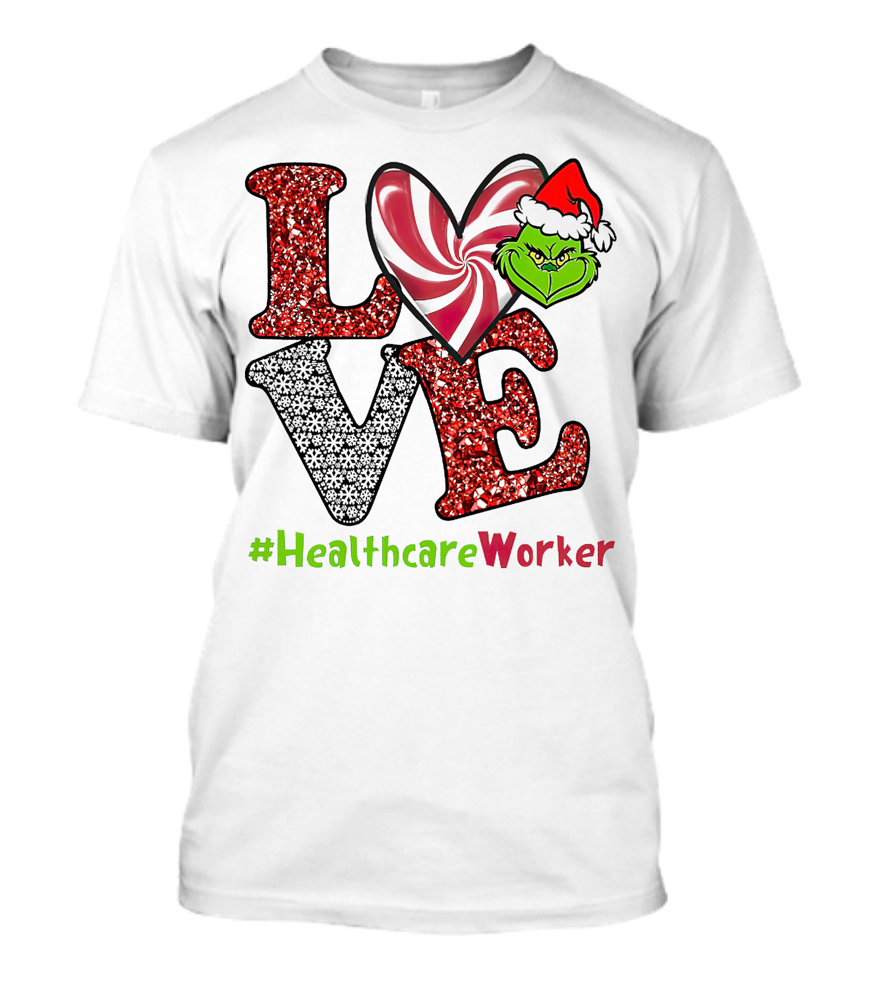 LOVE Grinch Heart #HealthcareWorker T-Shirt