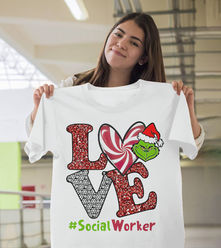 LOVE Grinch Heart #SocialWorker T-Shirt