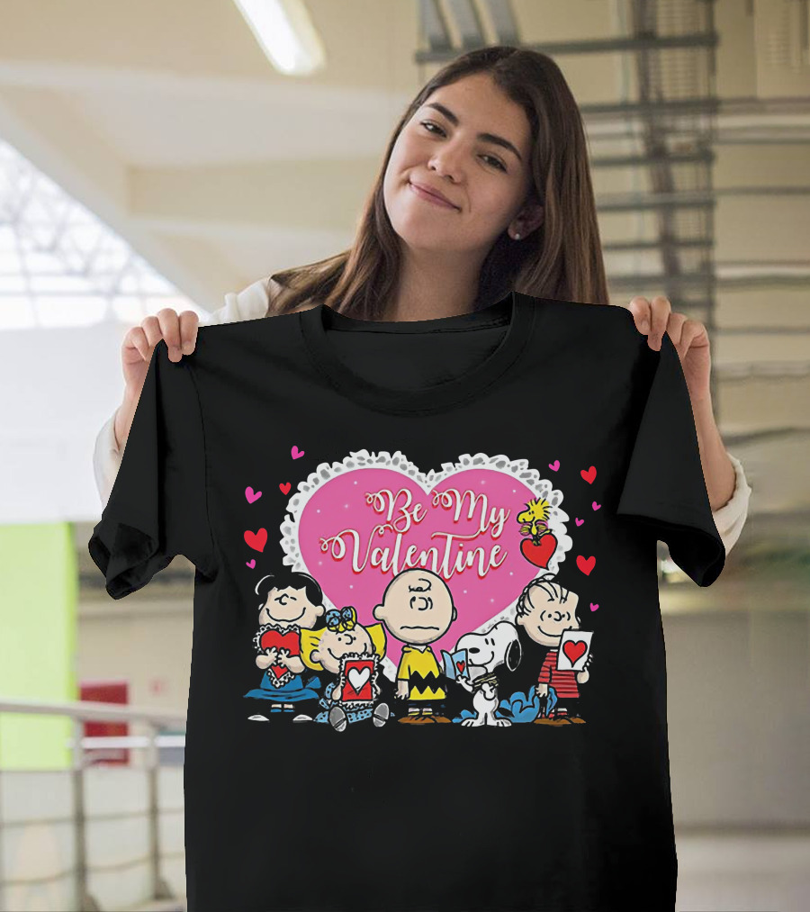 Peanuts Be My Valentine Heart And Characters T-Shirt